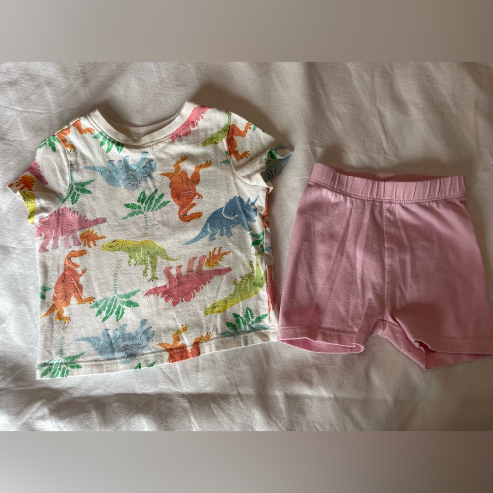 Old Navy colorful dinosaur T-shirt & Pink Shorts